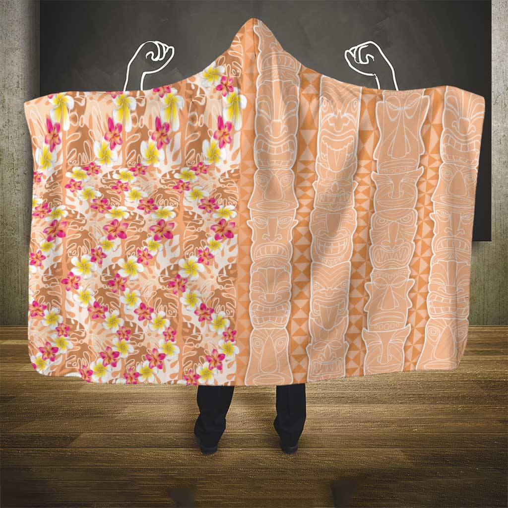 Orange Chiffon Aloha Hawaii Tiki Hooded Blanket Tropical Plumeria - Seamless Style LT14 - Polynesian Pride