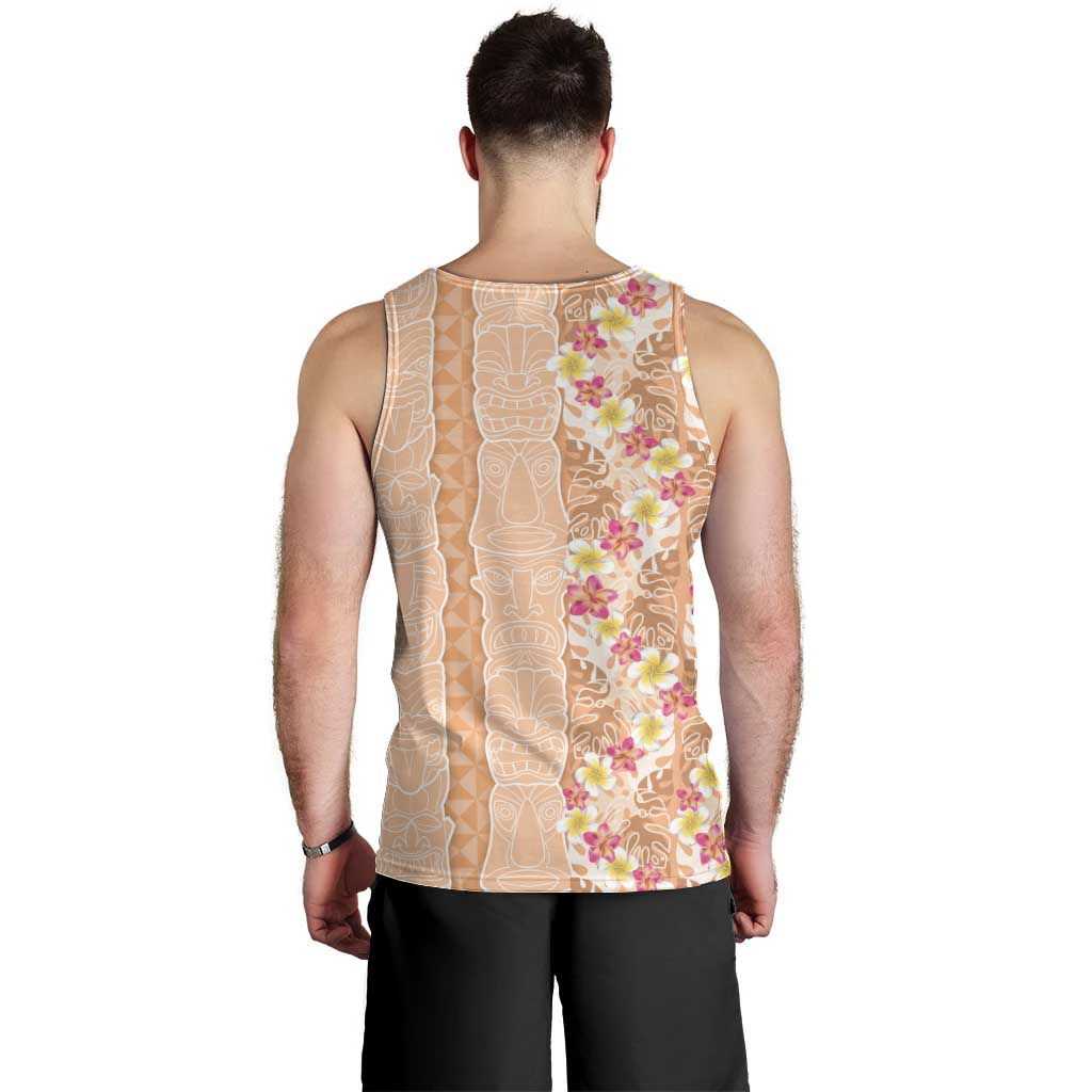 Orange Chiffon Aloha Hawaii Tiki Men Tank Top Tropical Plumeria - Seamless Style LT14 - Polynesian Pride