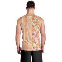 Orange Chiffon Aloha Hawaii Tiki Men Tank Top Tropical Plumeria - Seamless Style LT14 - Polynesian Pride