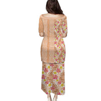Orange Chiffon Aloha Hawaii Tiki Puletasi Tropical Plumeria - Seamless Style LT14 - Polynesian Pride