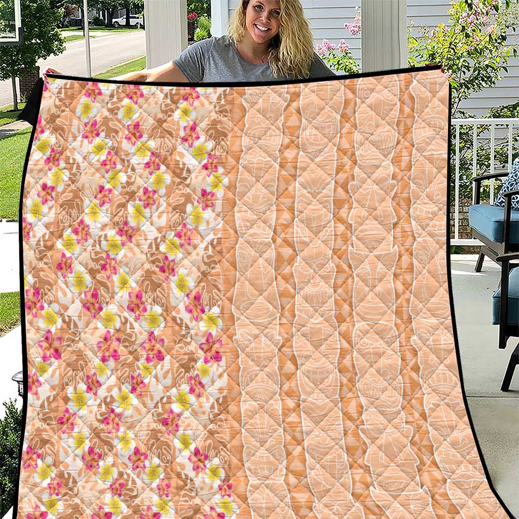 Orange Chiffon Aloha Hawaii Tiki Quilt Tropical Plumeria - Seamless Style