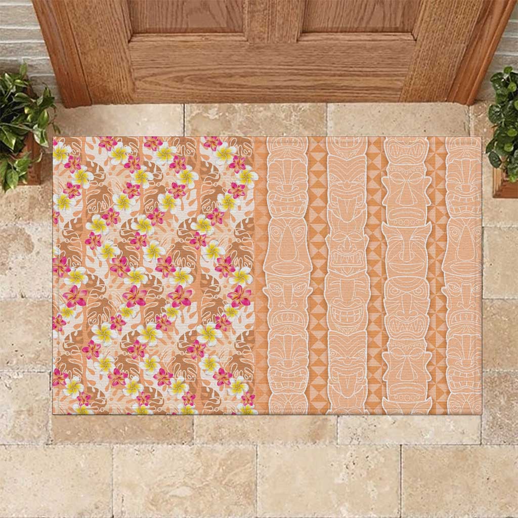 Orange Chiffon Aloha Hawaii Tiki Rubber Doormat Tropical Plumeria - Seamless Style LT14 Orange - Polynesian Pride