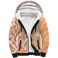 Orange Chiffon Aloha Hawaii Tiki Sherpa Hoodie Tropical Plumeria - Seamless Style LT14 Unisex Orange - Polynesian Pride