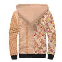 Orange Chiffon Aloha Hawaii Tiki Sherpa Hoodie Tropical Plumeria - Seamless Style LT14 - Polynesian Pride
