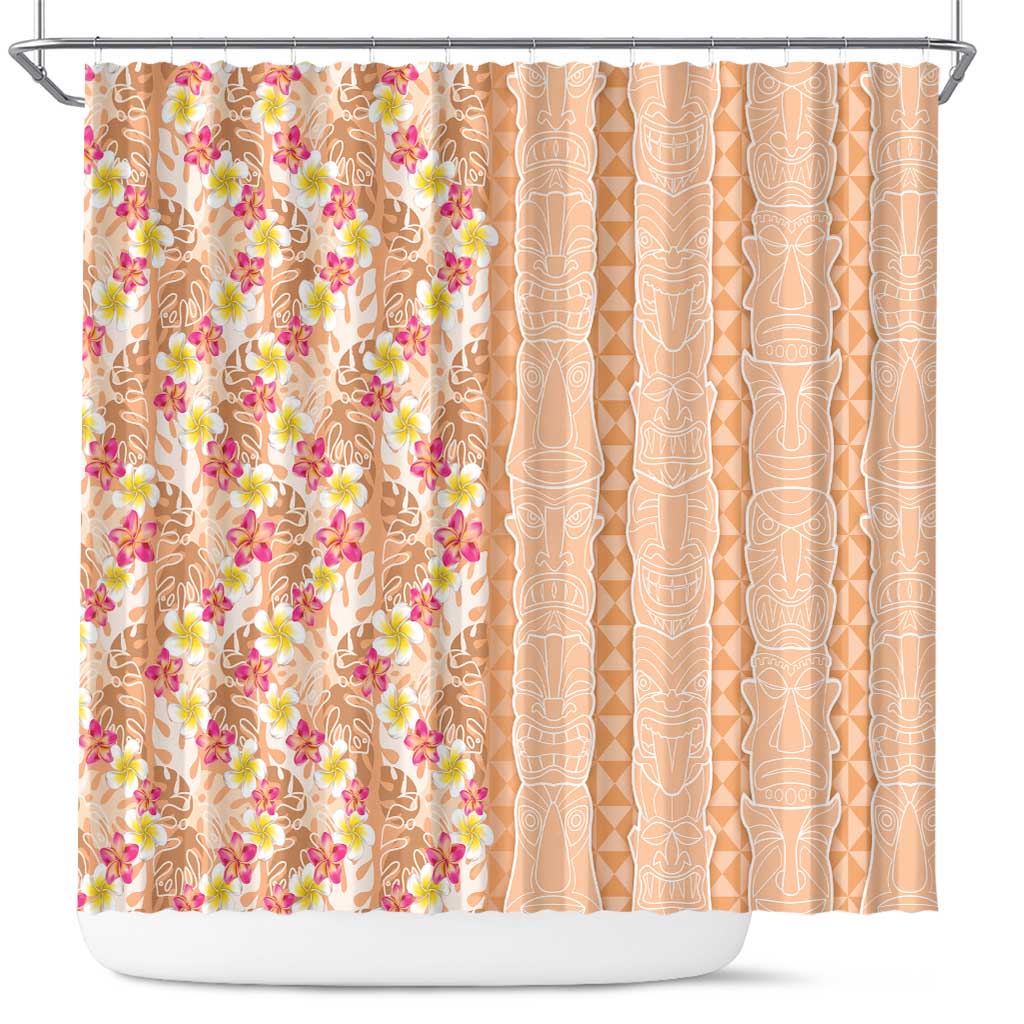 Orange Chiffon Aloha Hawaii Tiki Shower Curtain Tropical Plumeria - Seamless Style