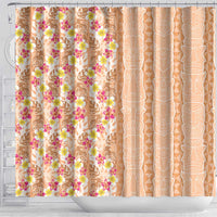 Orange Chiffon Aloha Hawaii Tiki Shower Curtain Tropical Plumeria - Seamless Style