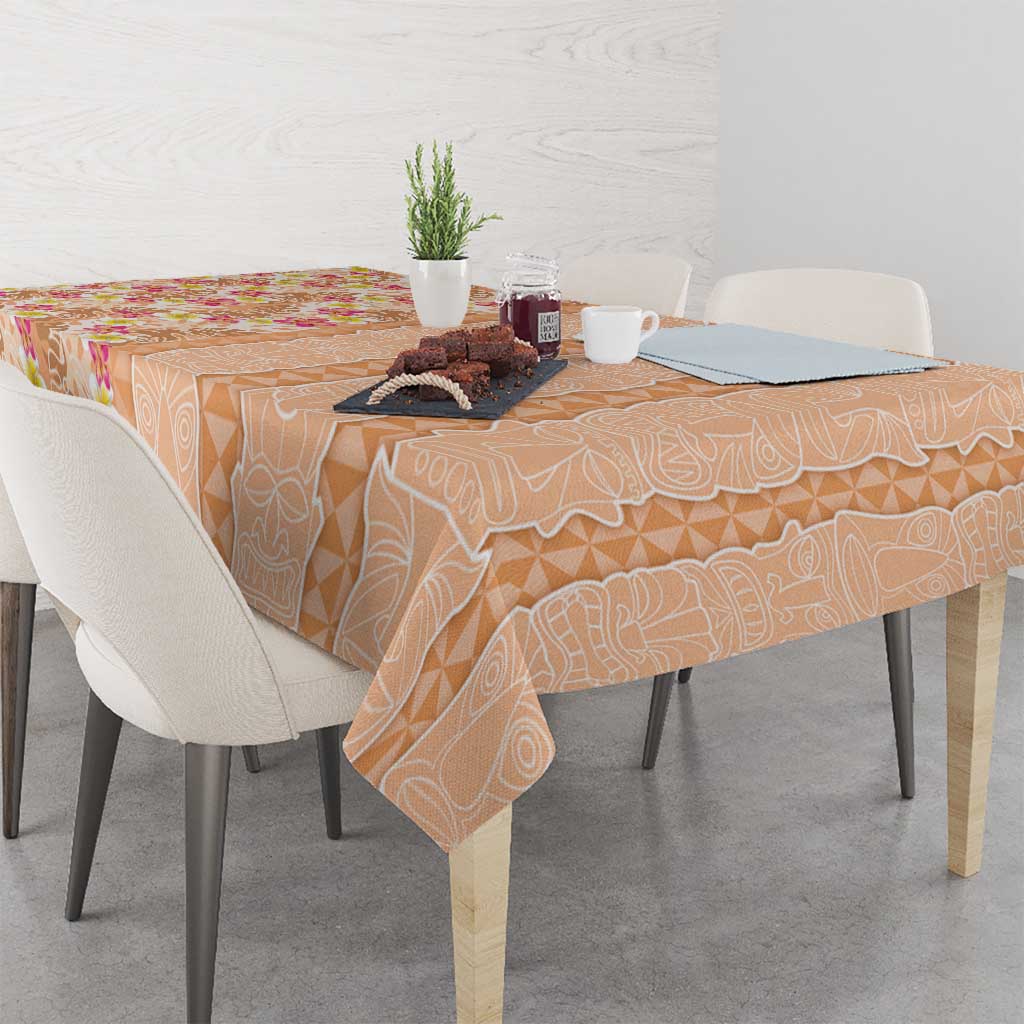 Orange Chiffon Aloha Hawaii Tiki Tablecloth Tropical Plumeria - Seamless Style LT14 - Polynesian Pride