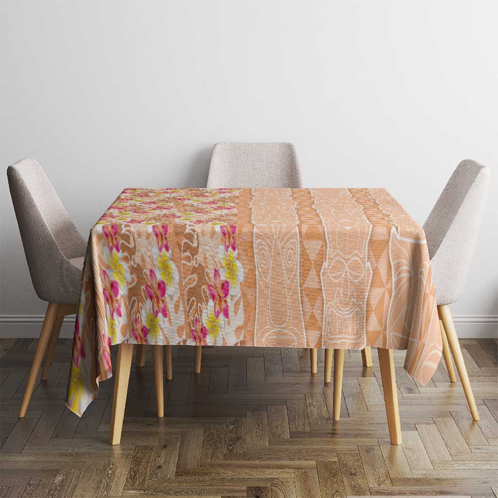 Orange Chiffon Aloha Hawaii Tiki Tablecloth Tropical Plumeria - Seamless Style LT14 - Polynesian Pride