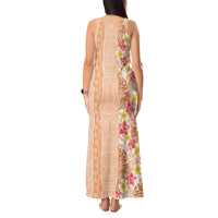 Orange Chiffon Aloha Hawaii Tiki Tank Maxi Dress Tropical Plumeria - Seamless Style LT14 - Polynesian Pride