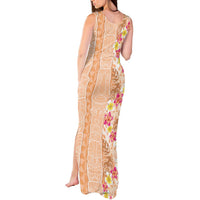 Orange Chiffon Aloha Hawaii Tiki Tank Maxi Dress Tropical Plumeria - Seamless Style LT14 - Polynesian Pride