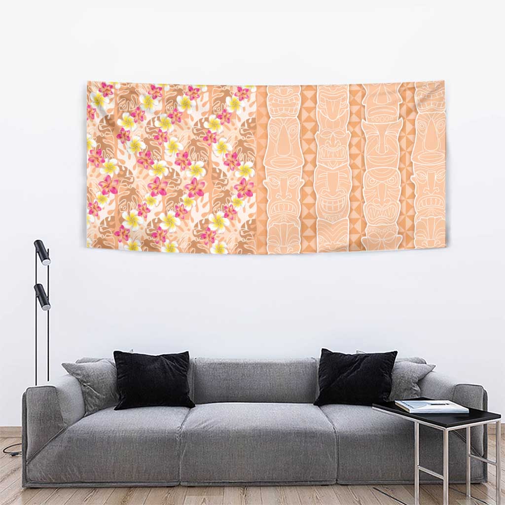 Orange Chiffon Aloha Hawaii Tiki Tapestry Tropical Plumeria - Seamless Style