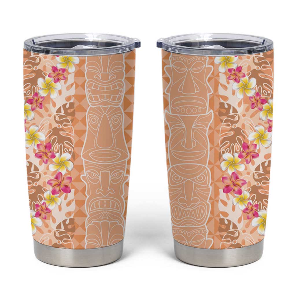 Orange Chiffon Aloha Hawaii Tiki Tumbler Cup Tropical Plumeria - Seamless Style