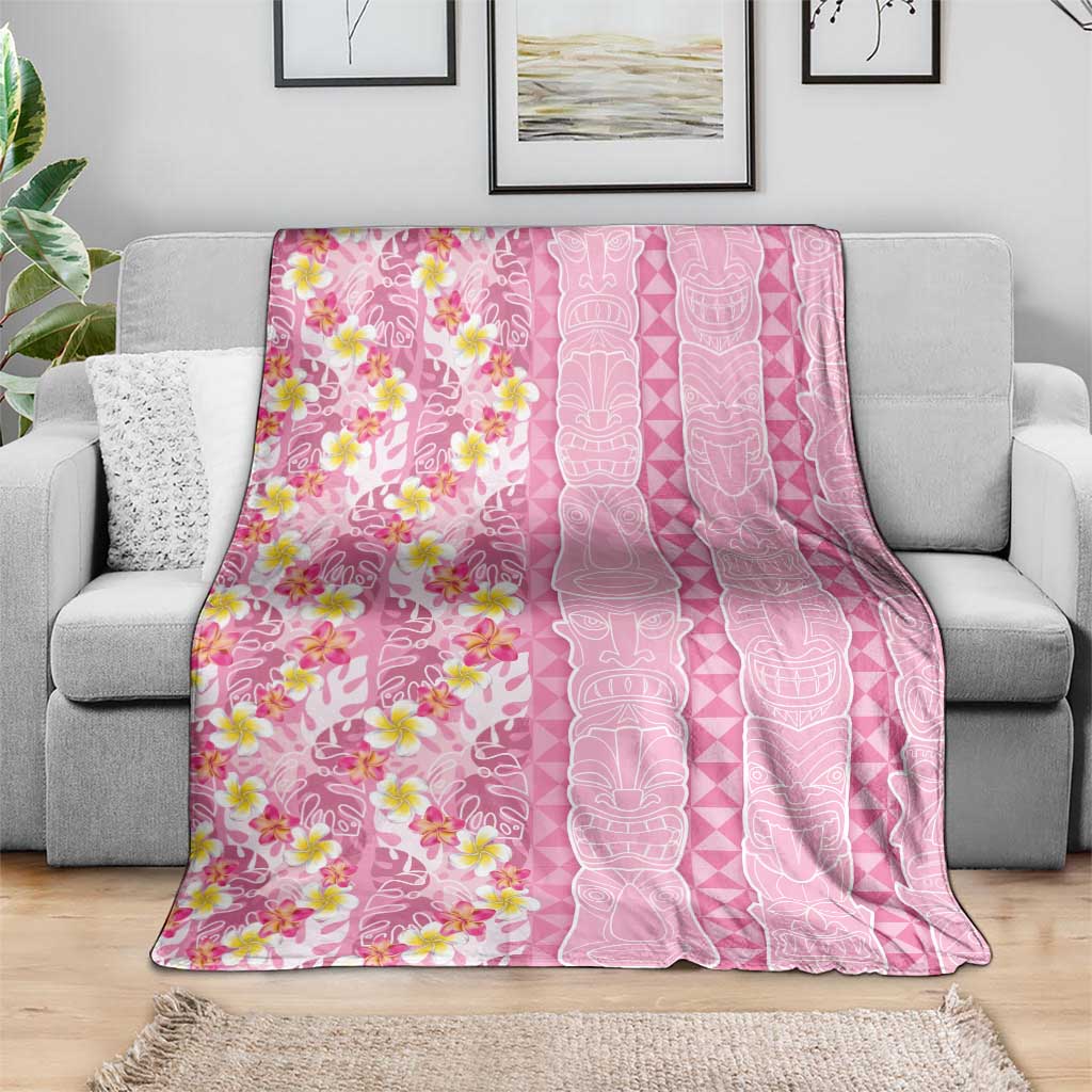 Pastel Magenta Aloha Hawaii Tiki Blanket Tropical Plumeria - Seamless Style LT14 - Polynesian Pride