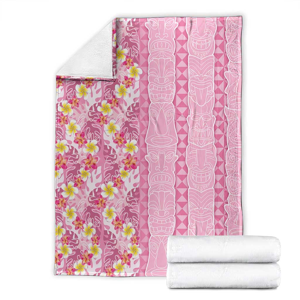 Pastel Magenta Aloha Hawaii Tiki Blanket Tropical Plumeria - Seamless Style LT14 - Polynesian Pride