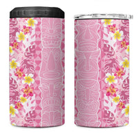 Pastel Magenta Aloha Hawaii Tiki 4 in 1 Can Cooler Tumbler Tropical Plumeria - Seamless Style