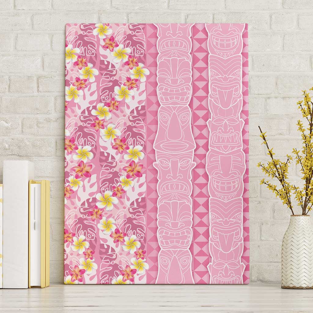 Pastel Magenta Aloha Hawaii Tiki Canvas Wall Art Tropical Plumeria - Seamless Style LT14 Without Frame Magenta - Polynesian Pride