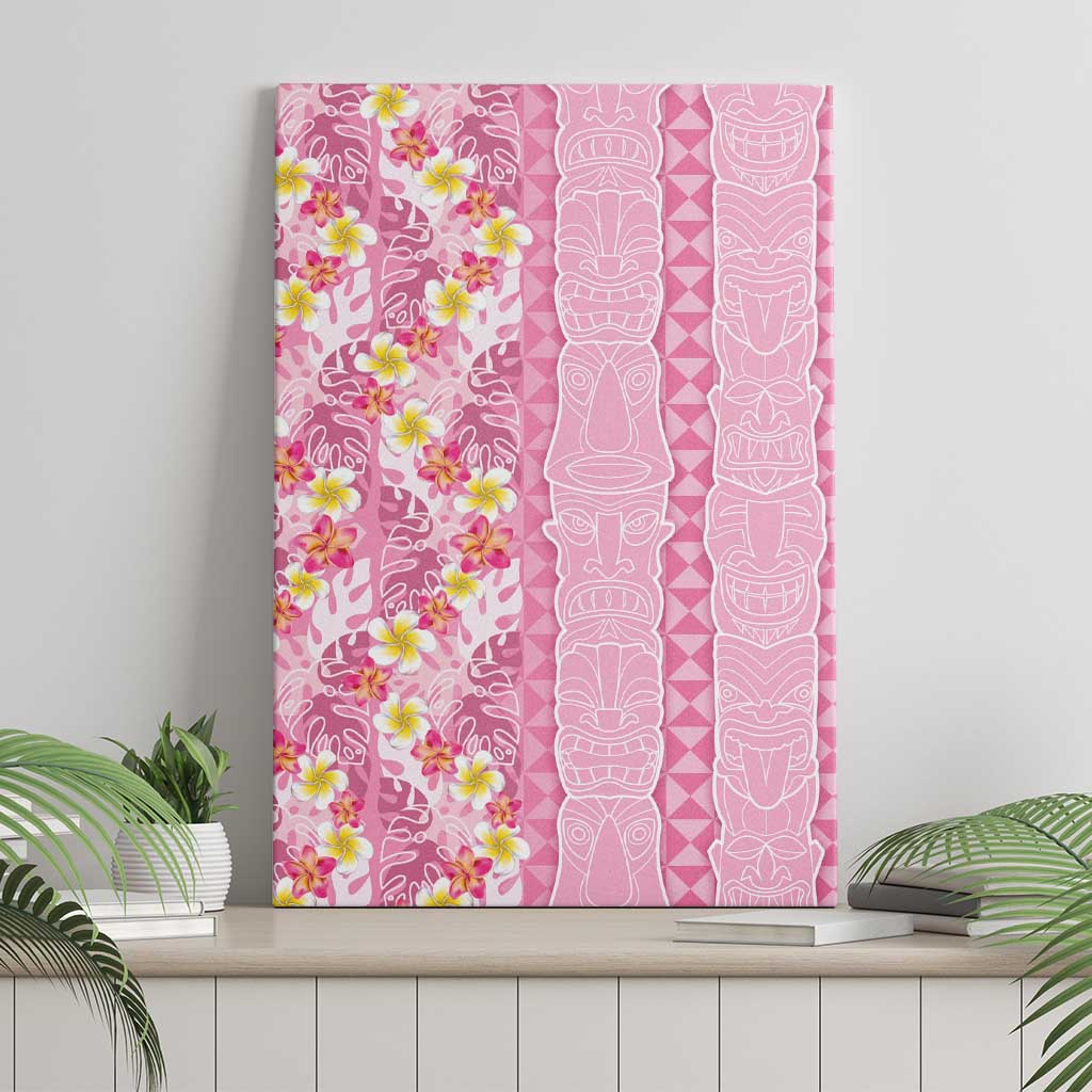 Pastel Magenta Aloha Hawaii Tiki Canvas Wall Art Tropical Plumeria - Seamless Style LT14 - Polynesian Pride