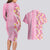 Pastel Magenta Aloha Hawaii Tiki Couples Matching Long Sleeve Bodycon Dress and Hawaiian Shirt Tropical Plumeria - Seamless Style