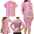 Pastel Magenta Aloha Hawaii Tiki Family Matching Long Sleeve Bodycon Dress and Hawaiian Shirt Tropical Plumeria - Seamless Style