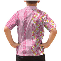 Pastel Magenta Aloha Hawaii Tiki Family Matching Mermaid Dress and Hawaiian Shirt Tropical Plumeria - Seamless Style