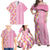 Pastel Magenta Aloha Hawaii Tiki Family Matching Off Shoulder Maxi Dress and Hawaiian Shirt Tropical Plumeria - Seamless Style