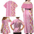 Pastel Magenta Aloha Hawaii Tiki Family Matching Off Shoulder Maxi Dress and Hawaiian Shirt Tropical Plumeria - Seamless Style