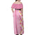 Pastel Magenta Aloha Hawaii Tiki Family Matching Off Shoulder Maxi Dress and Hawaiian Shirt Tropical Plumeria - Seamless Style