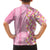 Pastel Magenta Aloha Hawaii Tiki Family Matching Off Shoulder Short Dress and Hawaiian Shirt Tropical Plumeria - Seamless Style