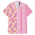 Pastel Magenta Aloha Hawaii Tiki Family Matching Off Shoulder Short Dress and Hawaiian Shirt Tropical Plumeria - Seamless Style
