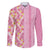 Pastel Magenta Aloha Hawaii Tiki Family Matching Off Shoulder Short Dress and Hawaiian Shirt Tropical Plumeria - Seamless Style