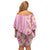 Pastel Magenta Aloha Hawaii Tiki Family Matching Off Shoulder Short Dress and Hawaiian Shirt Tropical Plumeria - Seamless Style