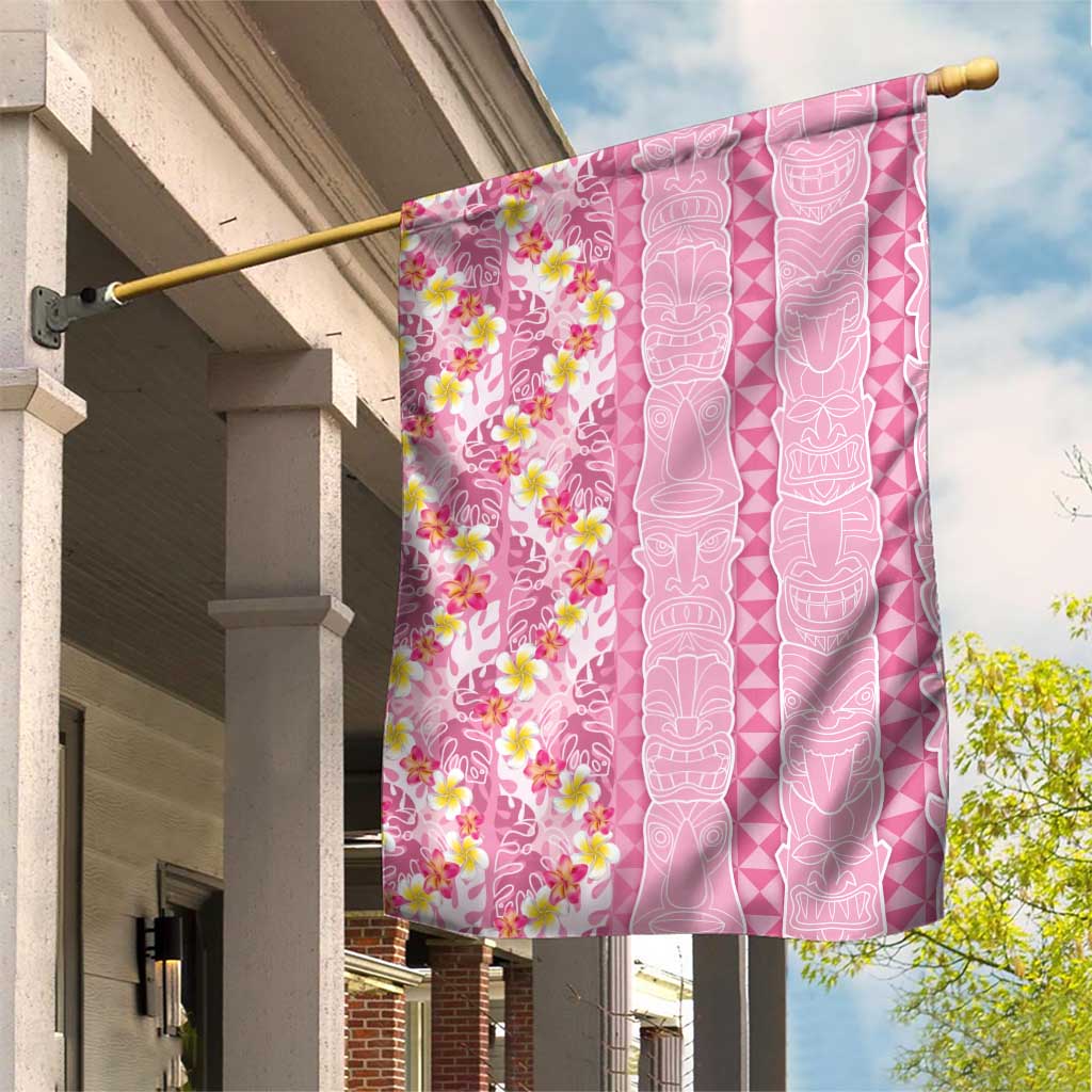 Pastel Magenta Aloha Hawaii Tiki Garden Flag Tropical Plumeria - Seamless Style LT14 House Flag Magenta - Polynesian Pride