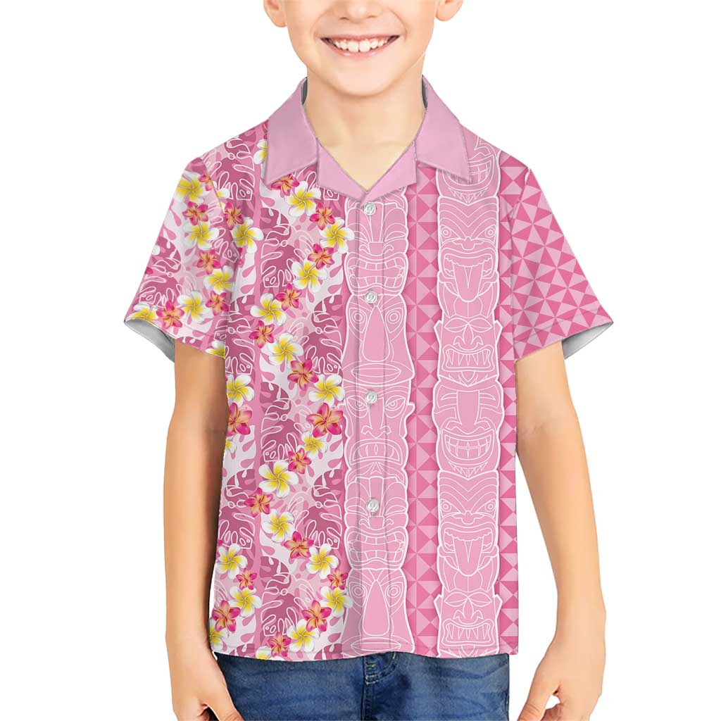 Pastel Magenta Aloha Hawaii Tiki Kid Hawaiian Shirt Tropical Plumeria - Seamless Style
