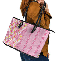 Pastel Magenta Aloha Hawaii Tiki Leather Tote Bag Tropical Plumeria - Seamless Style LT14 - Polynesian Pride