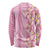 Pastel Magenta Aloha Hawaii Tiki Long Sleeve Shirt Tropical Plumeria - Seamless Style