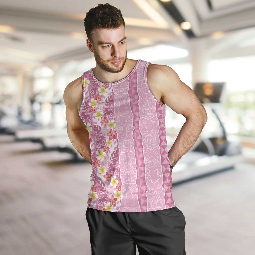 Pastel Magenta Aloha Hawaii Tiki Men Tank Top Tropical Plumeria - Seamless Style LT14 Magenta - Polynesian Pride