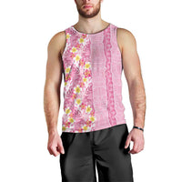 Pastel Magenta Aloha Hawaii Tiki Men Tank Top Tropical Plumeria - Seamless Style LT14 - Polynesian Pride