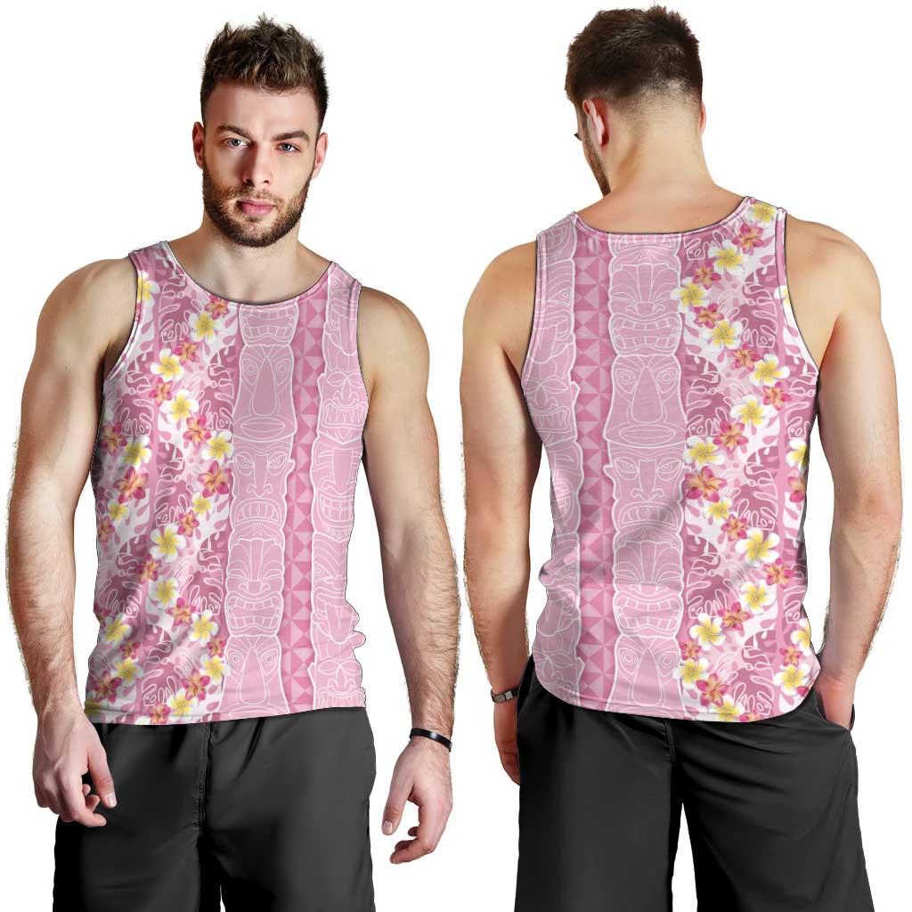 Pastel Magenta Aloha Hawaii Tiki Men Tank Top Tropical Plumeria - Seamless Style LT14 - Polynesian Pride
