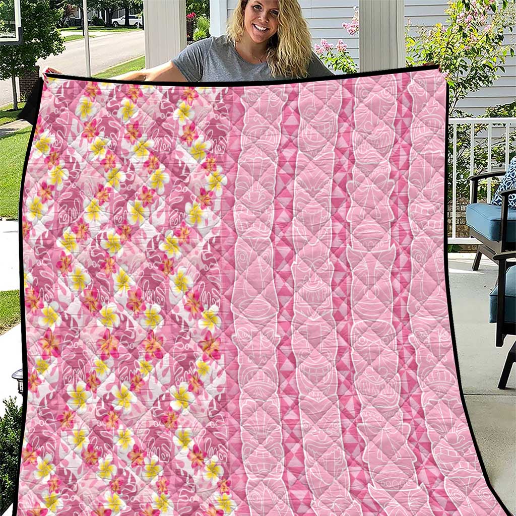 Pastel Magenta Aloha Hawaii Tiki Quilt Tropical Plumeria - Seamless Style