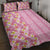 Pastel Magenta Aloha Hawaii Tiki Quilt Bed Set Tropical Plumeria - Seamless Style