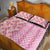 Pastel Magenta Aloha Hawaii Tiki Quilt Bed Set Tropical Plumeria - Seamless Style