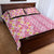 Pastel Magenta Aloha Hawaii Tiki Quilt Bed Set Tropical Plumeria - Seamless Style