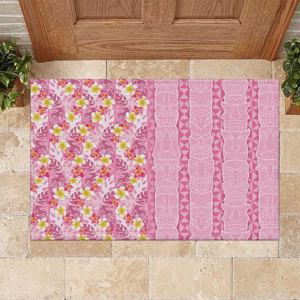Pastel Magenta Aloha Hawaii Tiki Rubber Doormat Tropical Plumeria - Seamless Style LT14 Magenta - Polynesian Pride