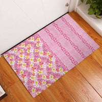 Pastel Magenta Aloha Hawaii Tiki Rubber Doormat Tropical Plumeria - Seamless Style LT14 - Polynesian Pride