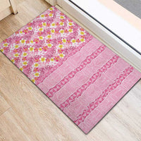 Pastel Magenta Aloha Hawaii Tiki Rubber Doormat Tropical Plumeria - Seamless Style LT14 - Polynesian Pride