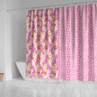 Pastel Magenta Aloha Hawaii Tiki Shower Curtain Tropical Plumeria - Seamless Style