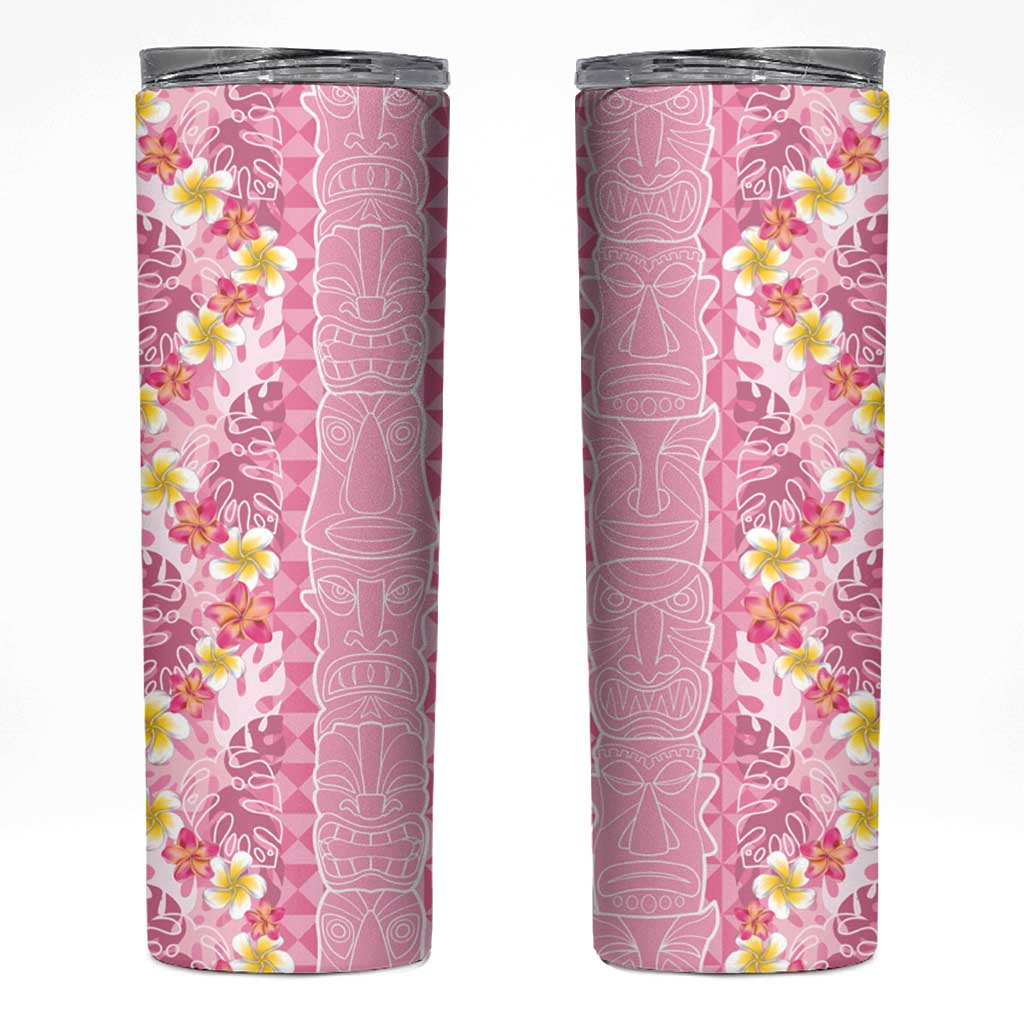 Pastel Magenta Aloha Hawaii Tiki Skinny Tumbler Tropical Plumeria - Seamless Style