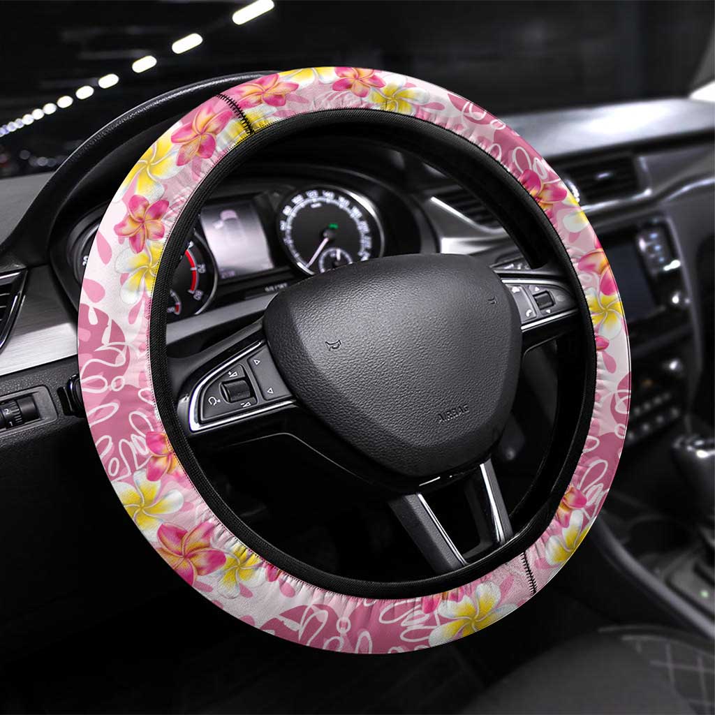 Pastel Magenta Aloha Hawaii Tiki Steering Wheel Cover Tropical Plumeria - Seamless Style LT14 Universal Fit Magenta - Polynesian Pride