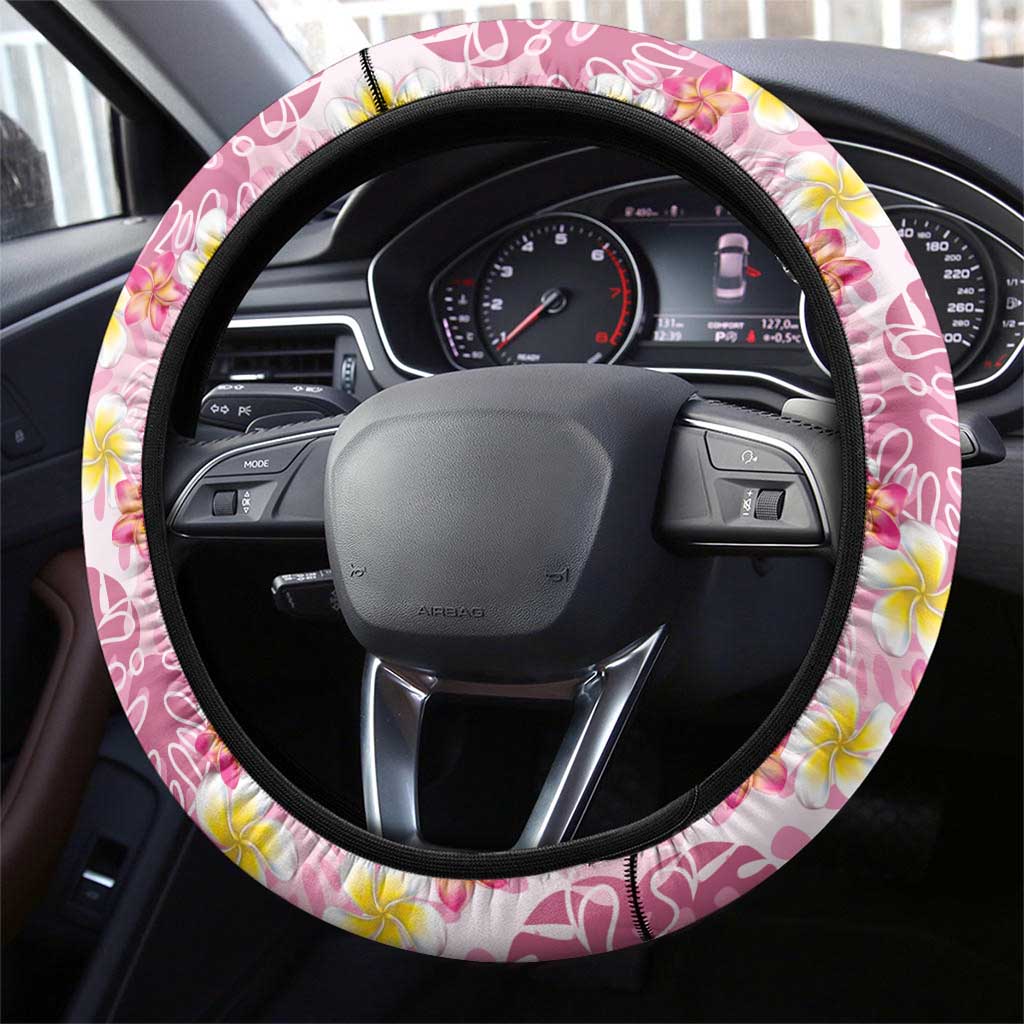 Pastel Magenta Aloha Hawaii Tiki Steering Wheel Cover Tropical Plumeria - Seamless Style LT14 - Polynesian Pride