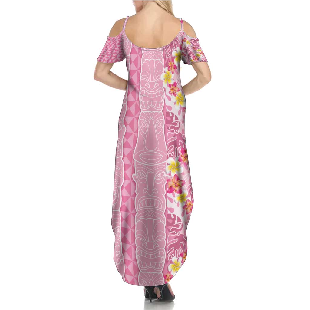 Pastel Magenta Aloha Hawaii Tiki Summer Maxi Dress Tropical Plumeria - Seamless Style LT14 - Polynesian Pride
